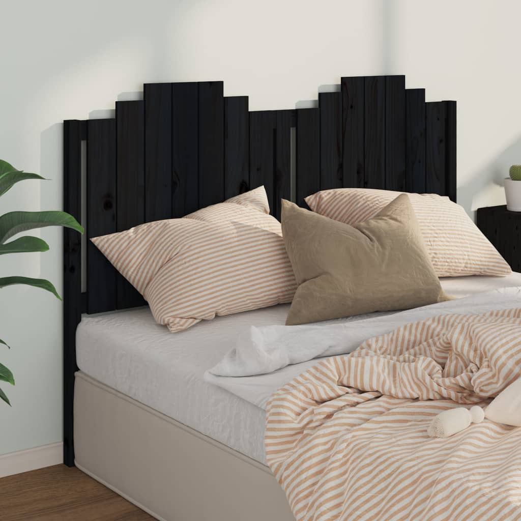 vidaXL Wezgłowie łóżka, czarne, 156x4x110 cm, lite drewno sosnowe