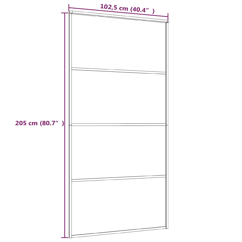vidaXL Drzwi przesuwne, aluminium i szkło ESG, 102,5x205 cm, czarne