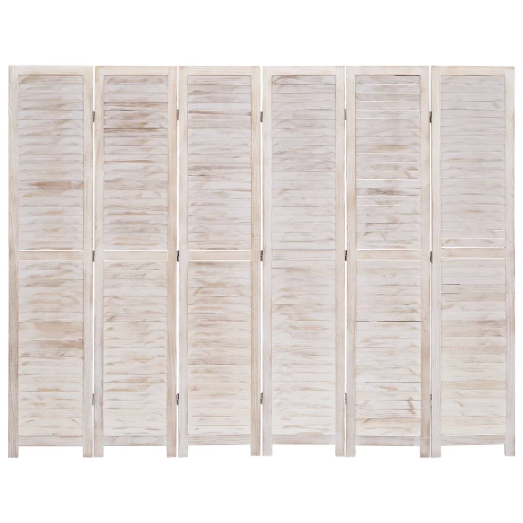 vidaXL Parawan 6-panelowy, biały, 210 x 165 cm, drewniany