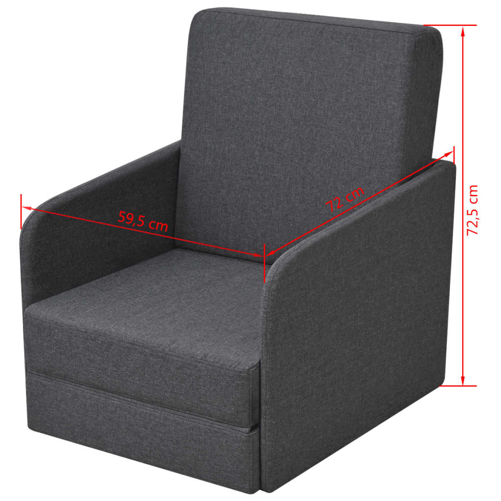 vidaXL Rozkładany fotel, ciemnoszary, tkanina