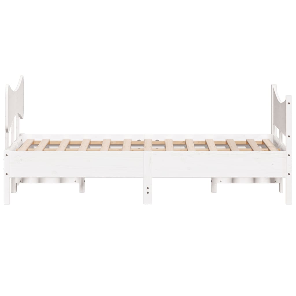 vidaXL Rama łóżka z wezgłowiem, biała, 120x190 cm, lite drewno sosnowe