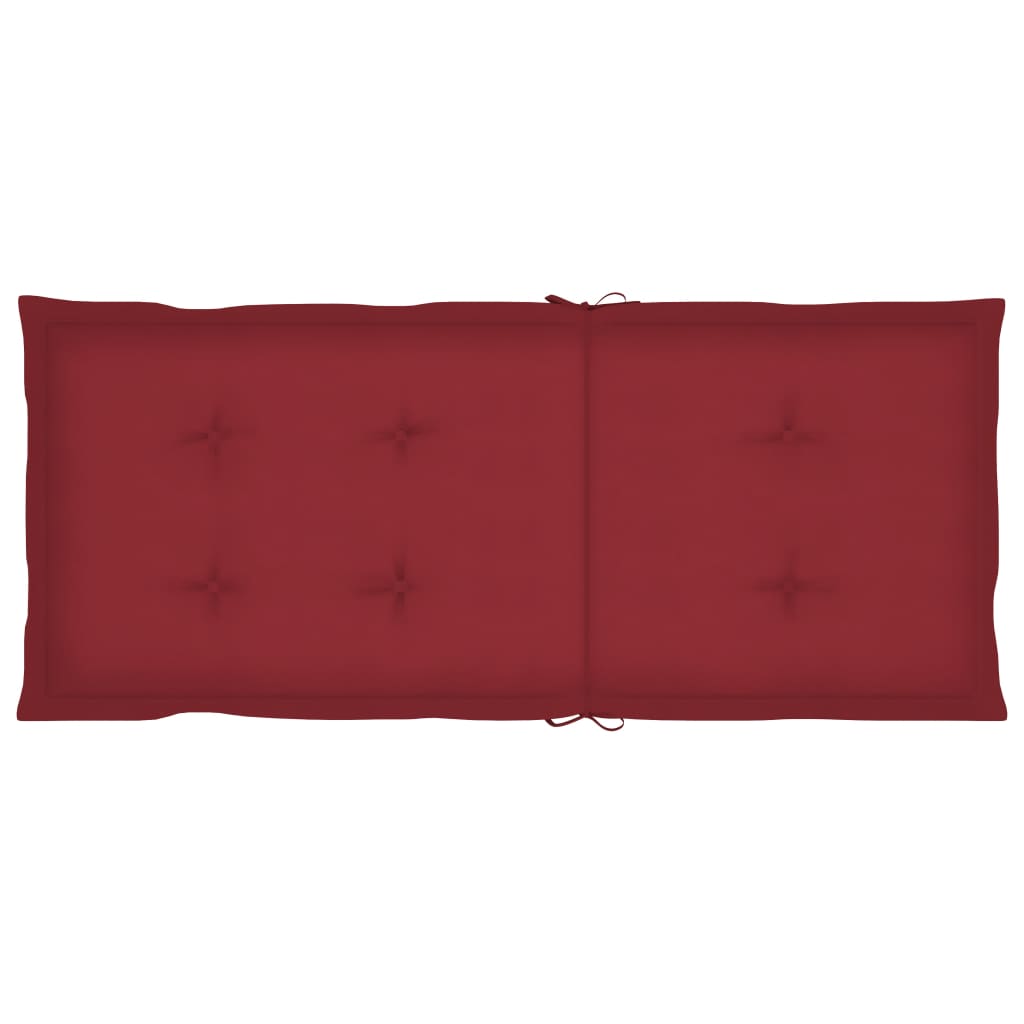 vidaXL Krzesła ogrodowe, 4 szt., czerwone poduszki, drewno tekowe