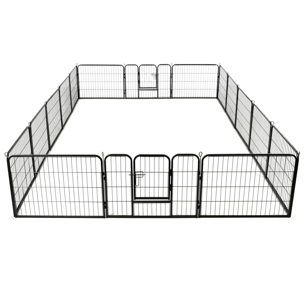 vidaXL Kojec dla psów, 16 paneli, stalowy, 60 x 80 cm, czarny