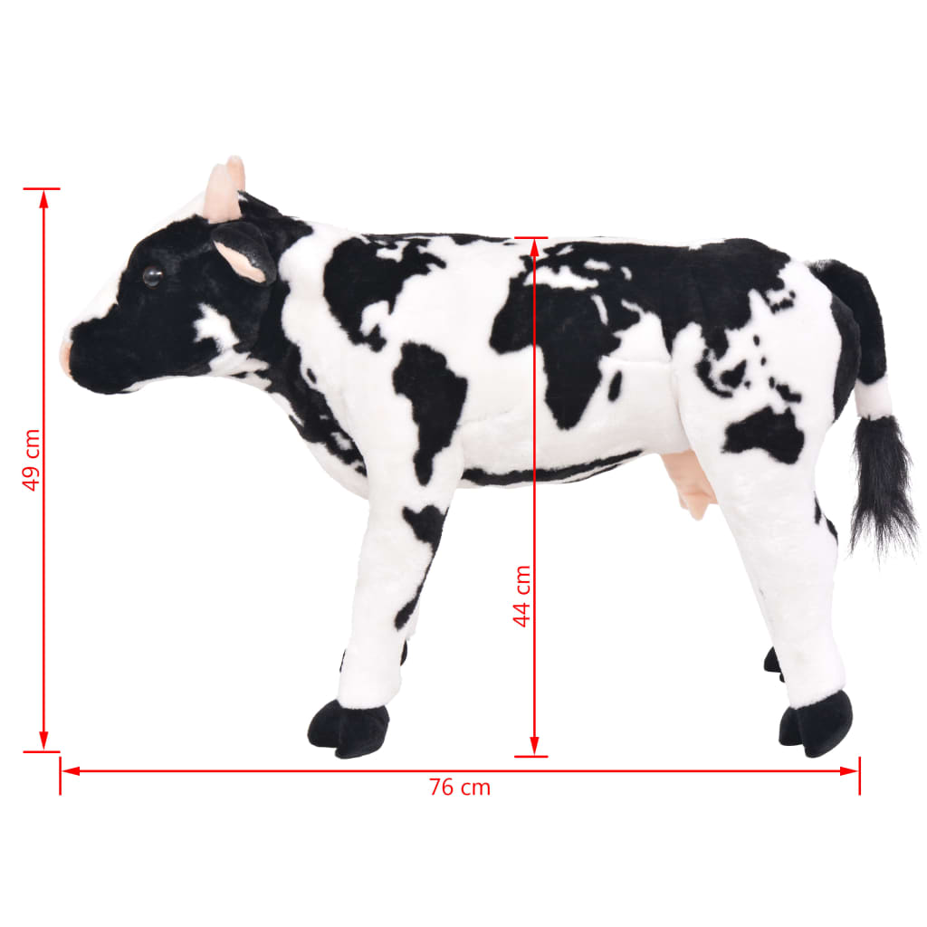 vidaXL Pluszowa krowa, stojąca, czarno-biała, XXL