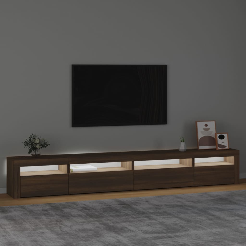 vidaXL Szafka pod TV z oświetleniem LED, brązowy dąb, 270x35x40 cm