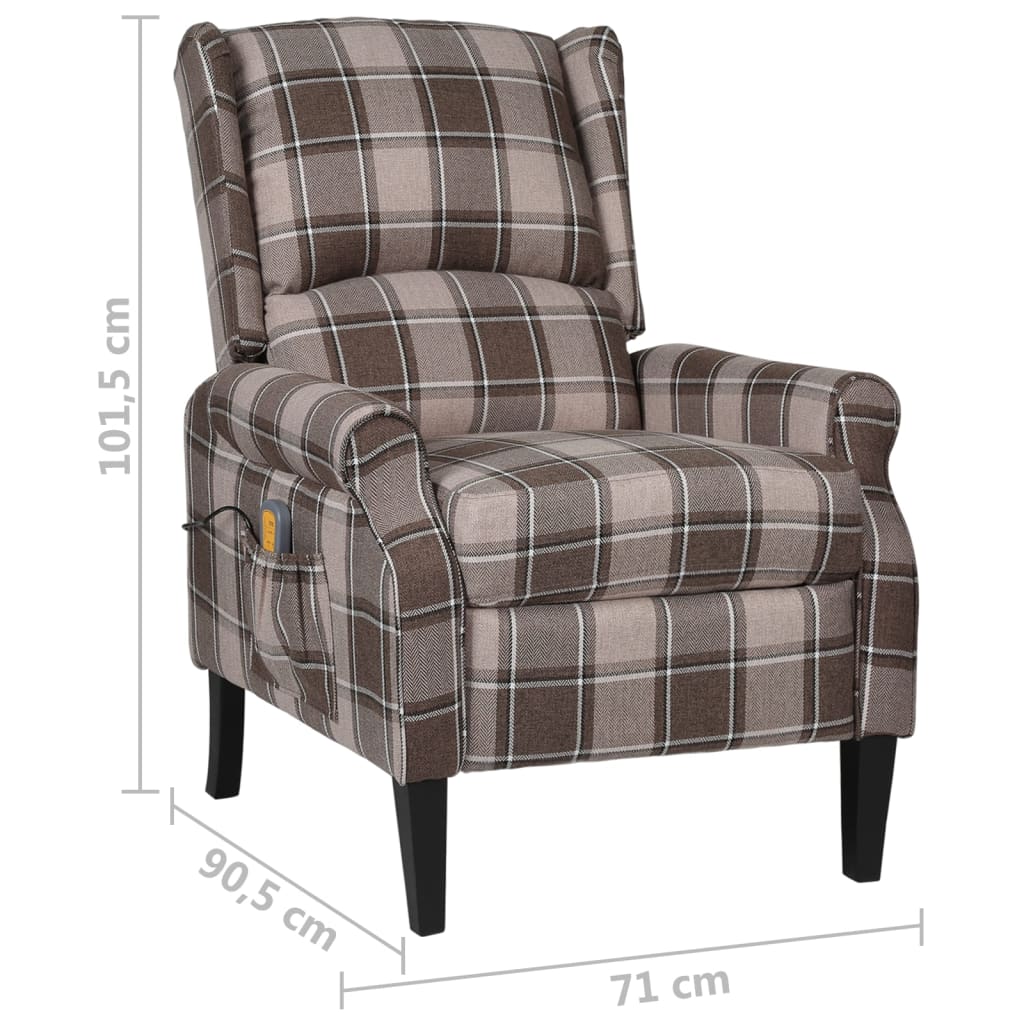 vidaXL Rozkładany fotel masujący, beżowy, obity tkaniną