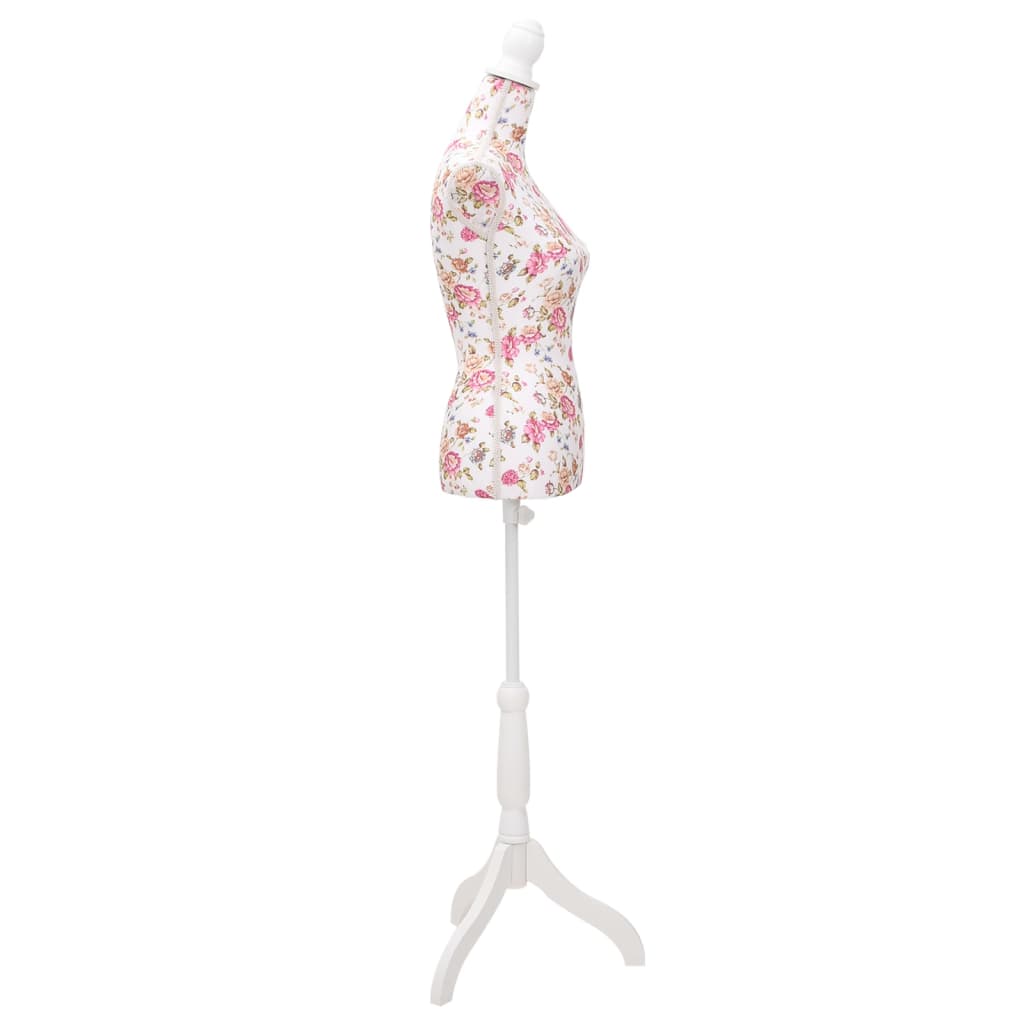 vidaXL Manekin kobiecy, korpus, bawełna z różanym wzorem, biały