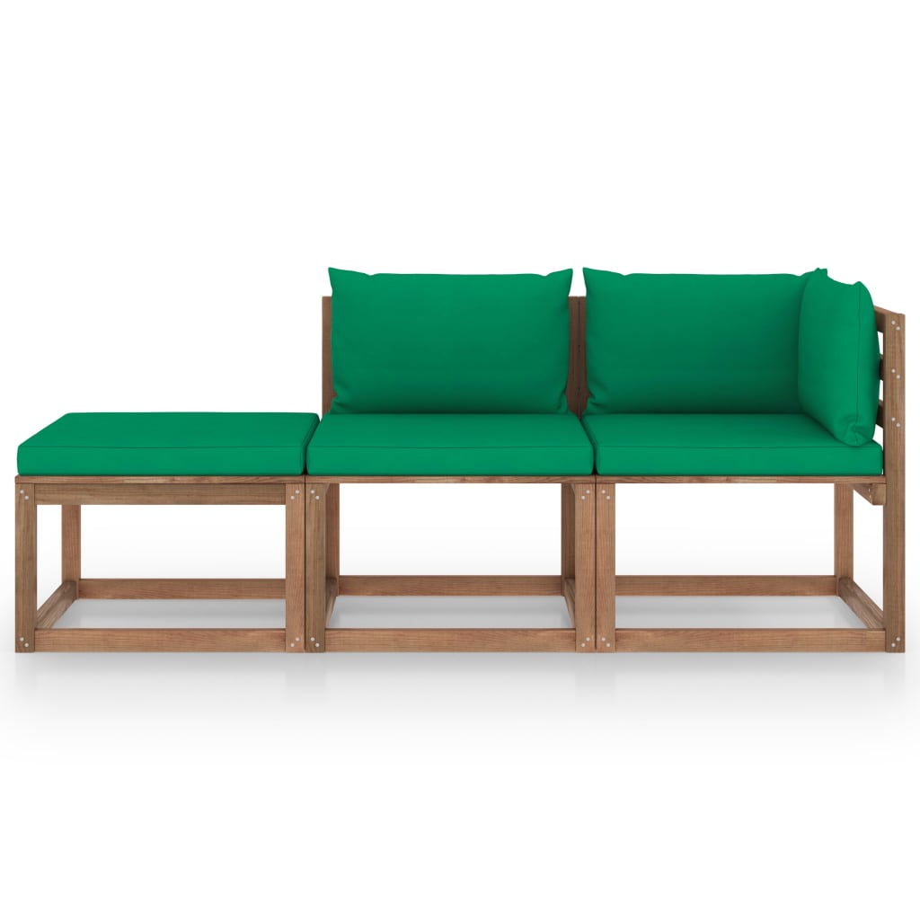 vidaXL 3-cz. zestaw wypoczynkowy z palet, z poduszkami, drewno sosnowe