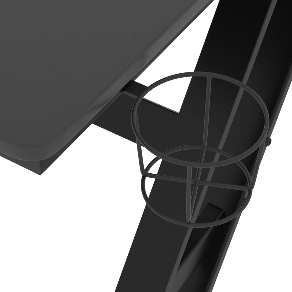 vidaXL Biurko do gier z nogami w kształcie ZZ, czarne, 90x60x75 cm