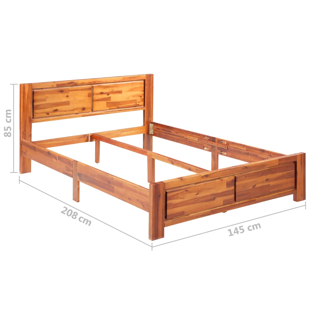 vidaXL Rama łóżka i 2 szafki nocne, lite drewno akacjowe, 140 x 200 cm