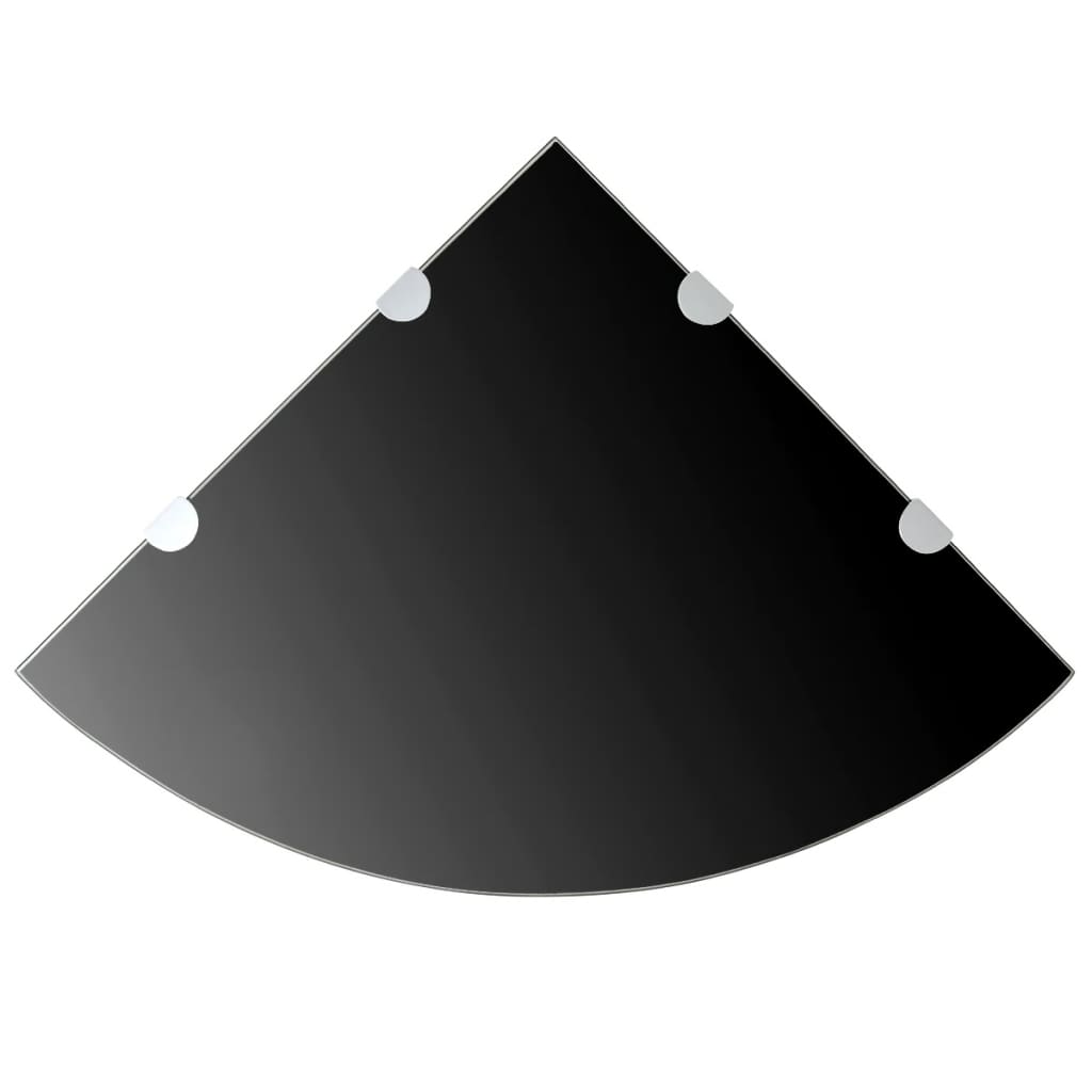 vidaXL Szklana półka narożna z chromowanymi wspornikami czarna, 45x45 cm