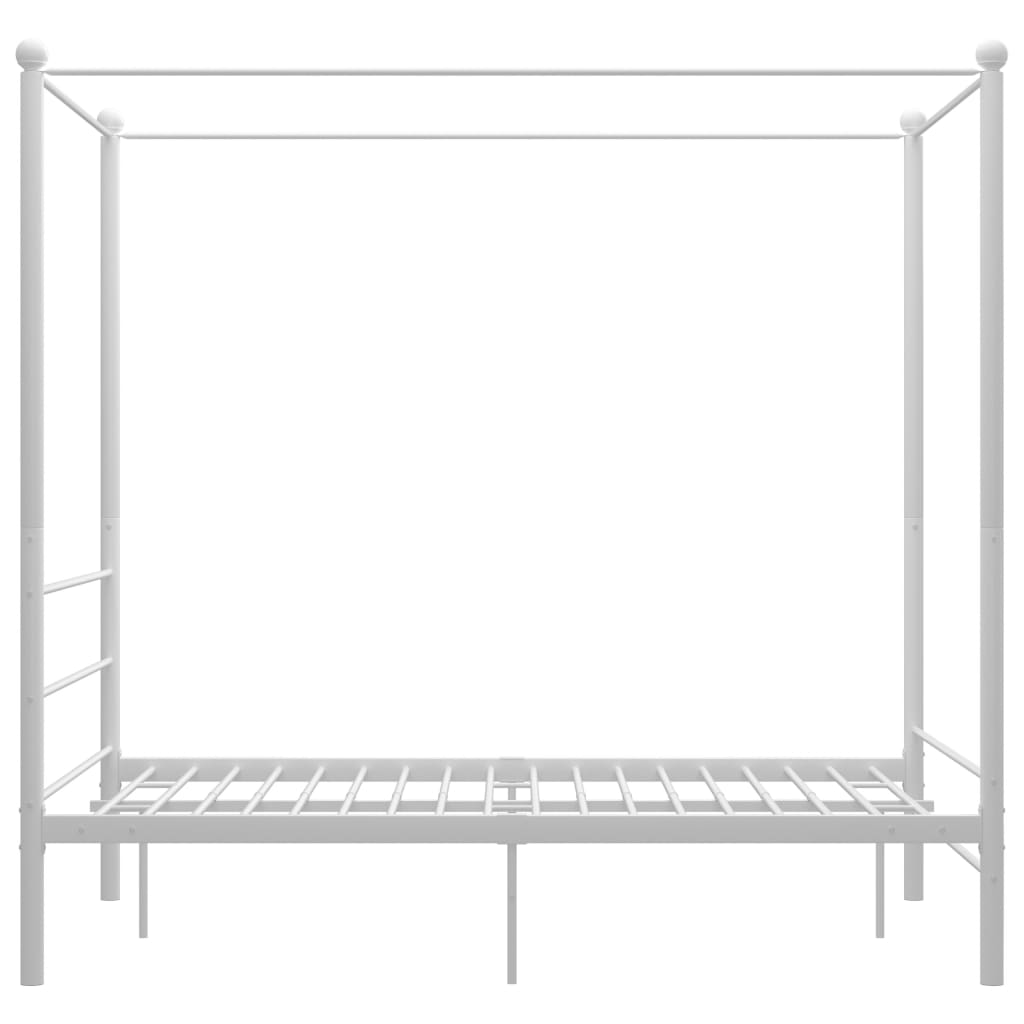 vidaXL Rama łóżka z baldachimem, biała, metalowa, 120 x 200 cm