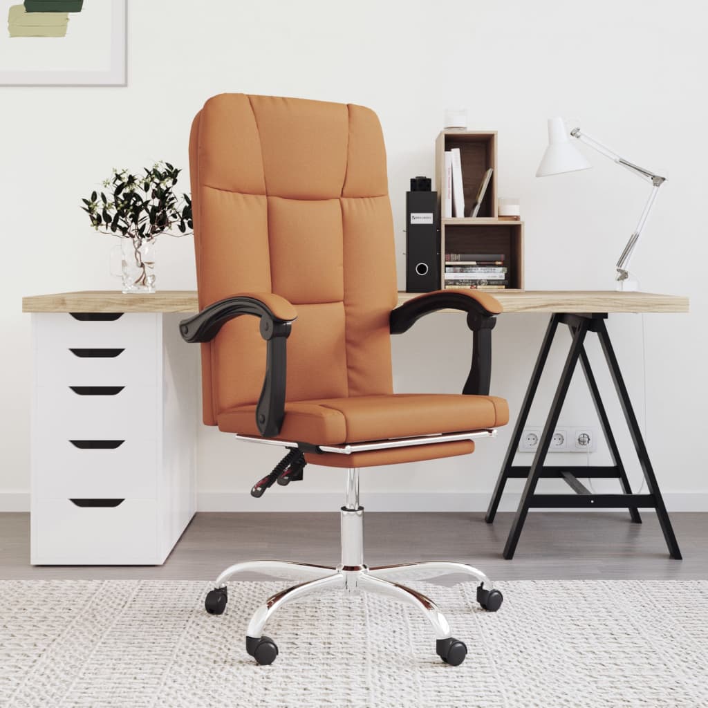 vidaXL Rozkładany fotel biurowy, brązowy, sztuczna skóra