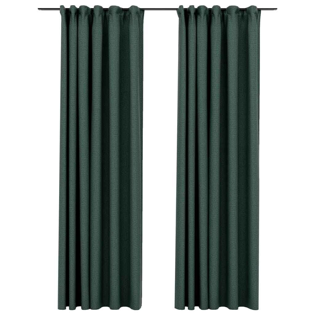 vidaXL Zasłony stylizowane na lniane, 2 szt., zielone, 140x225 cm