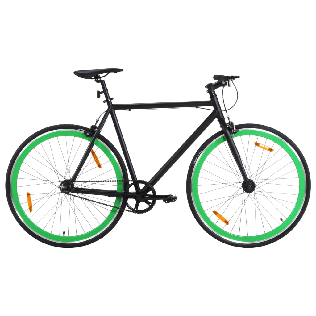 vidaXL Rower single speed, czarno-zielony, 700c, 55 cm