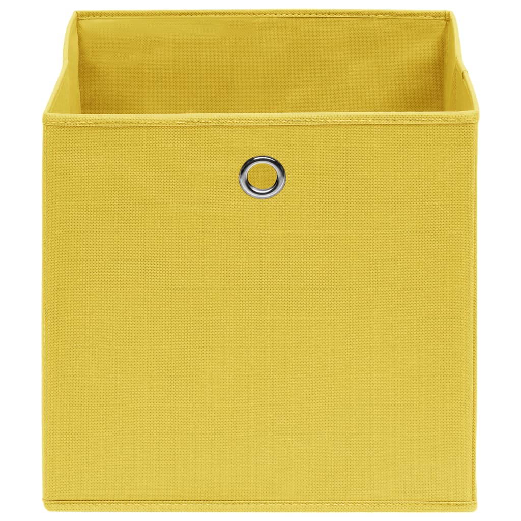 vidaXL Pudełka, 10 szt., żółte, 32x32x32 cm, tkanina