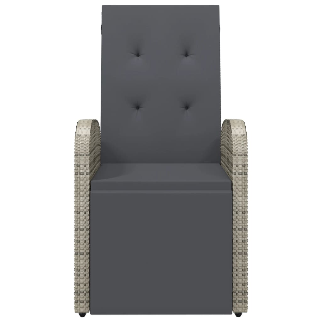 vidaXL Rozkładany fotel ogrodowy z poduszką, rattan PE, szary