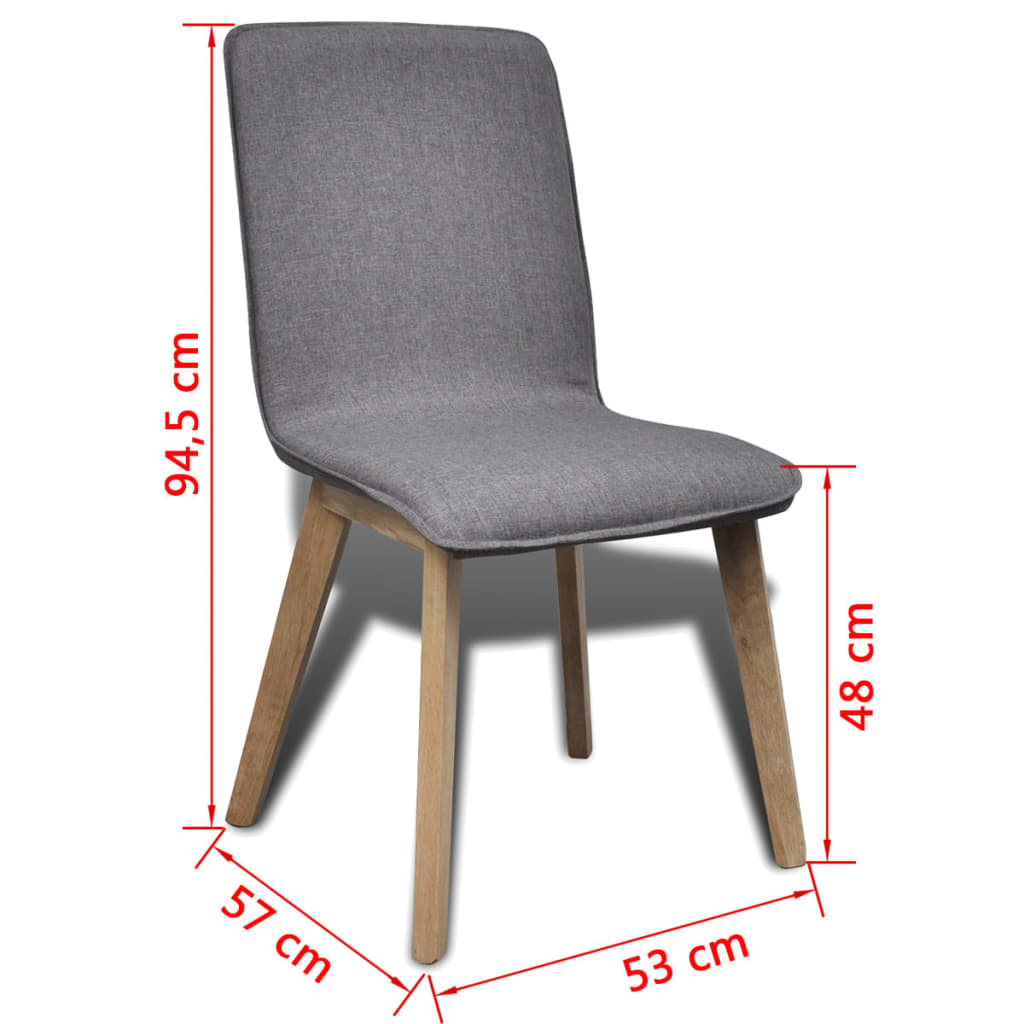 vidaXL Krzesła do jadalni, 6 szt., jasnoszare, tkanina i lity dąb