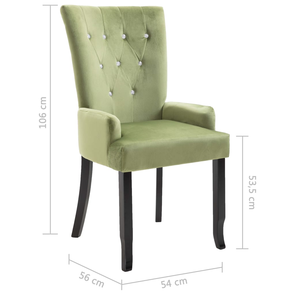 vidaXL Krzesła z podłokietnikami, 2 szt., jasnozielone, aksamitne