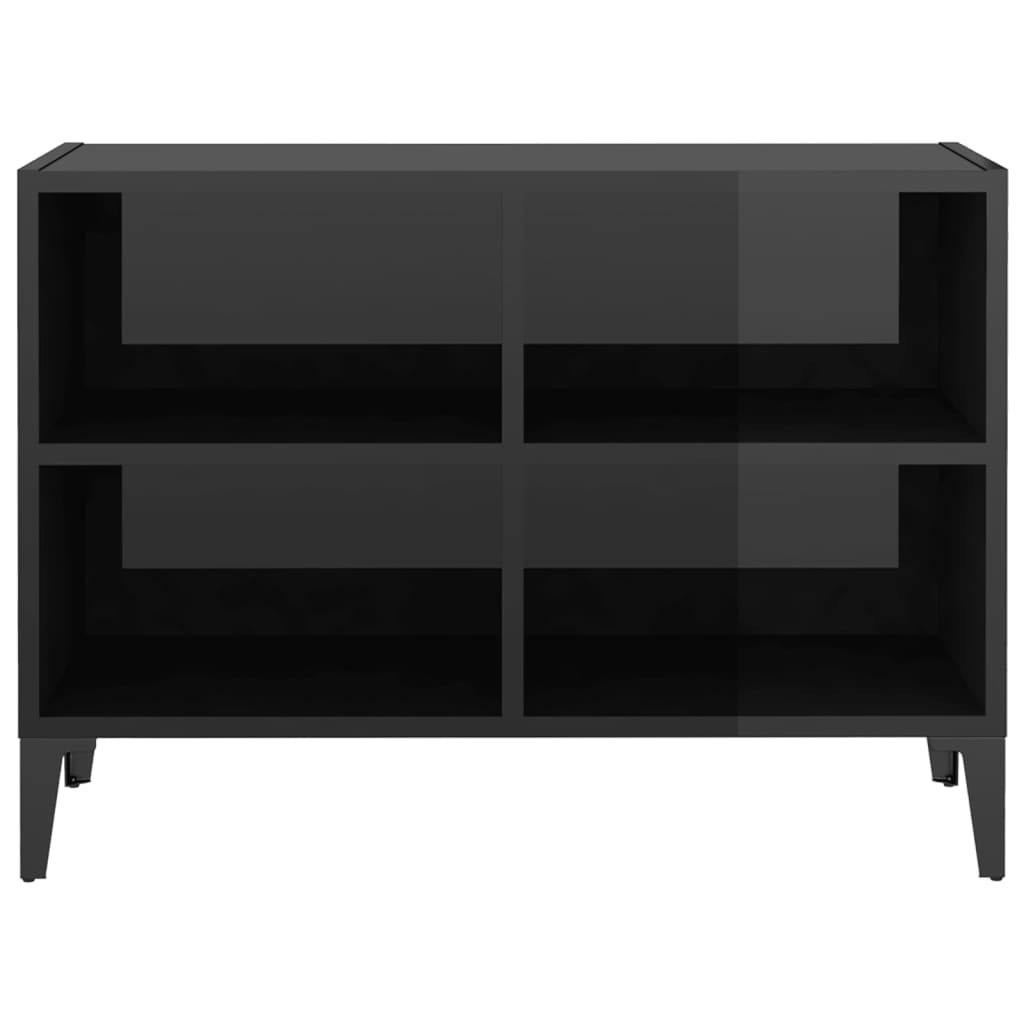 vidaXL Szafka TV z metalowymi nóżkami, czarna, połysk, 69,5x30x50 cm