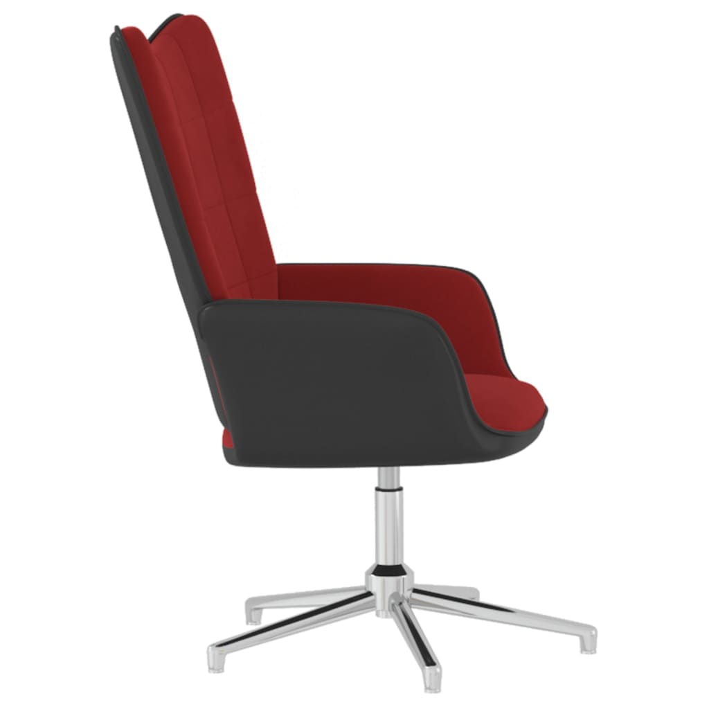 vidaXL Fotel w kolorze winnej czerwieni, aksamit i PVC