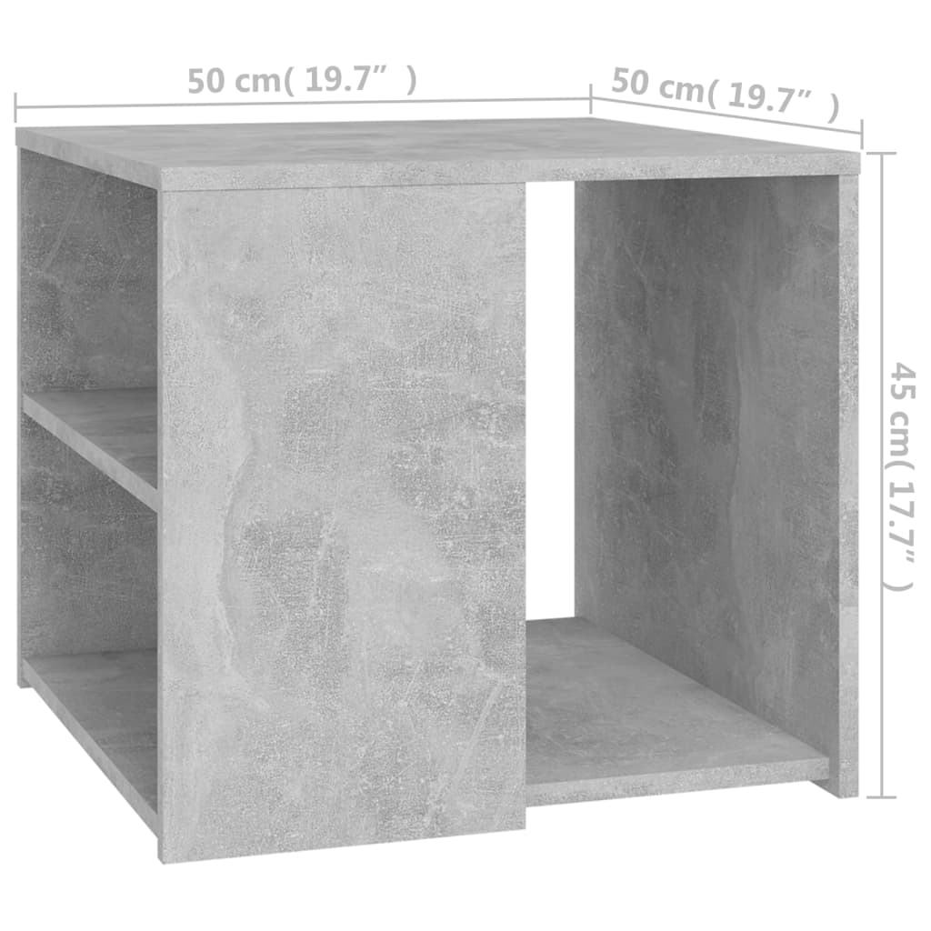 vidaXL Stolik boczny, szarość betonu, 50x50x45 cm, płyta wiórowa
