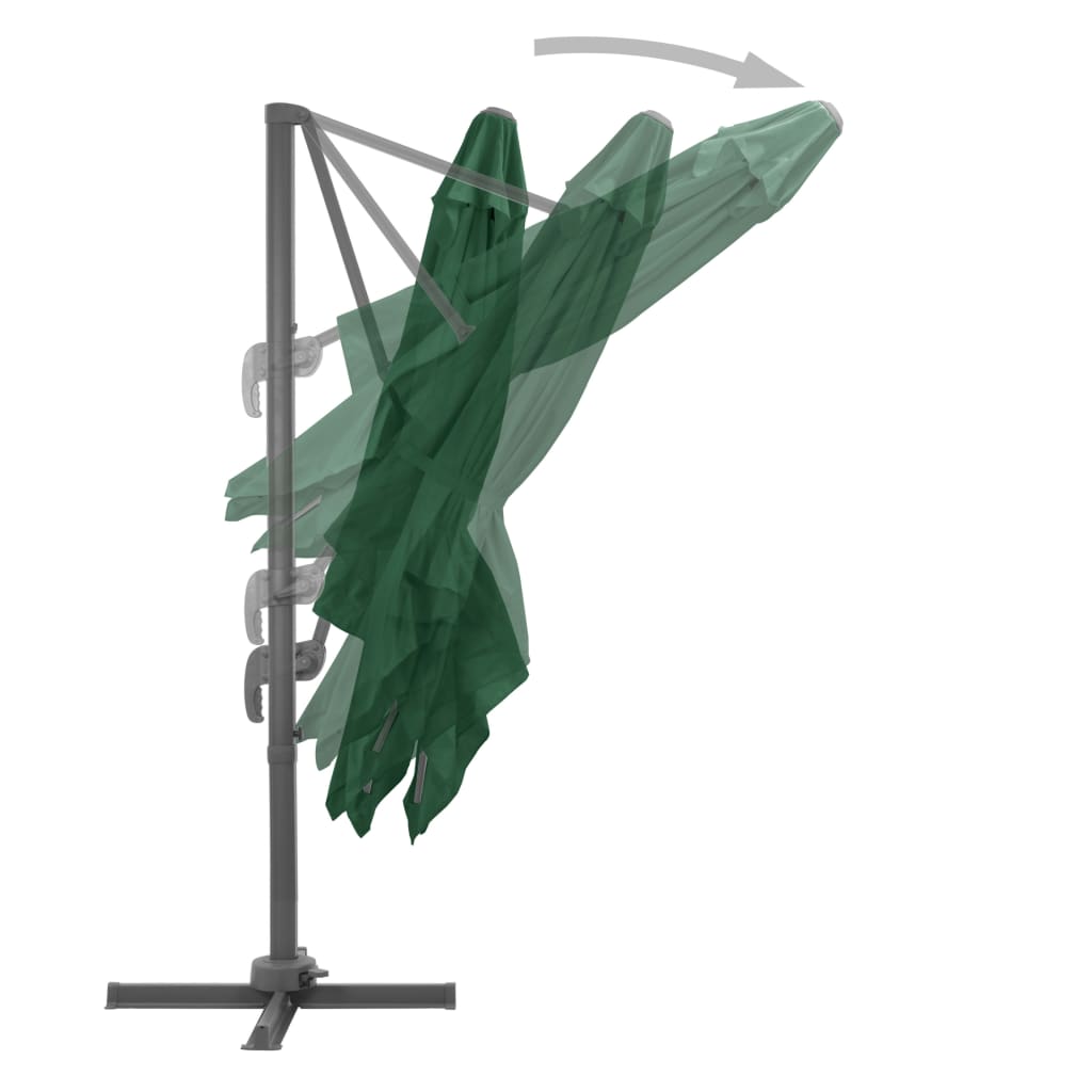 vidaXL Parasol wiszący z aluminiowym słupkiem, 400x300 cm, zielony