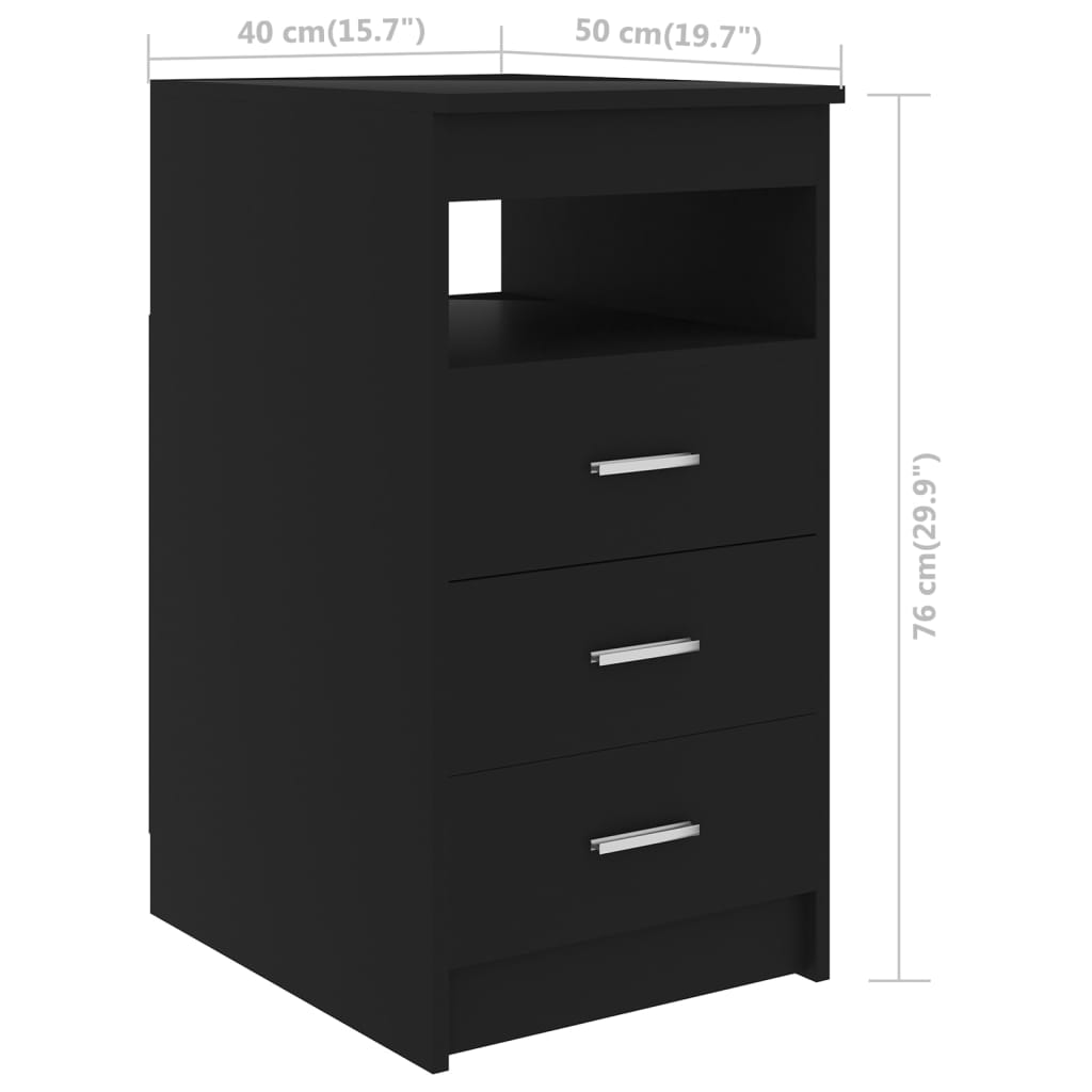 vidaXL Komoda, czarna, 40x50x76 cm, materiał drewnopochodny