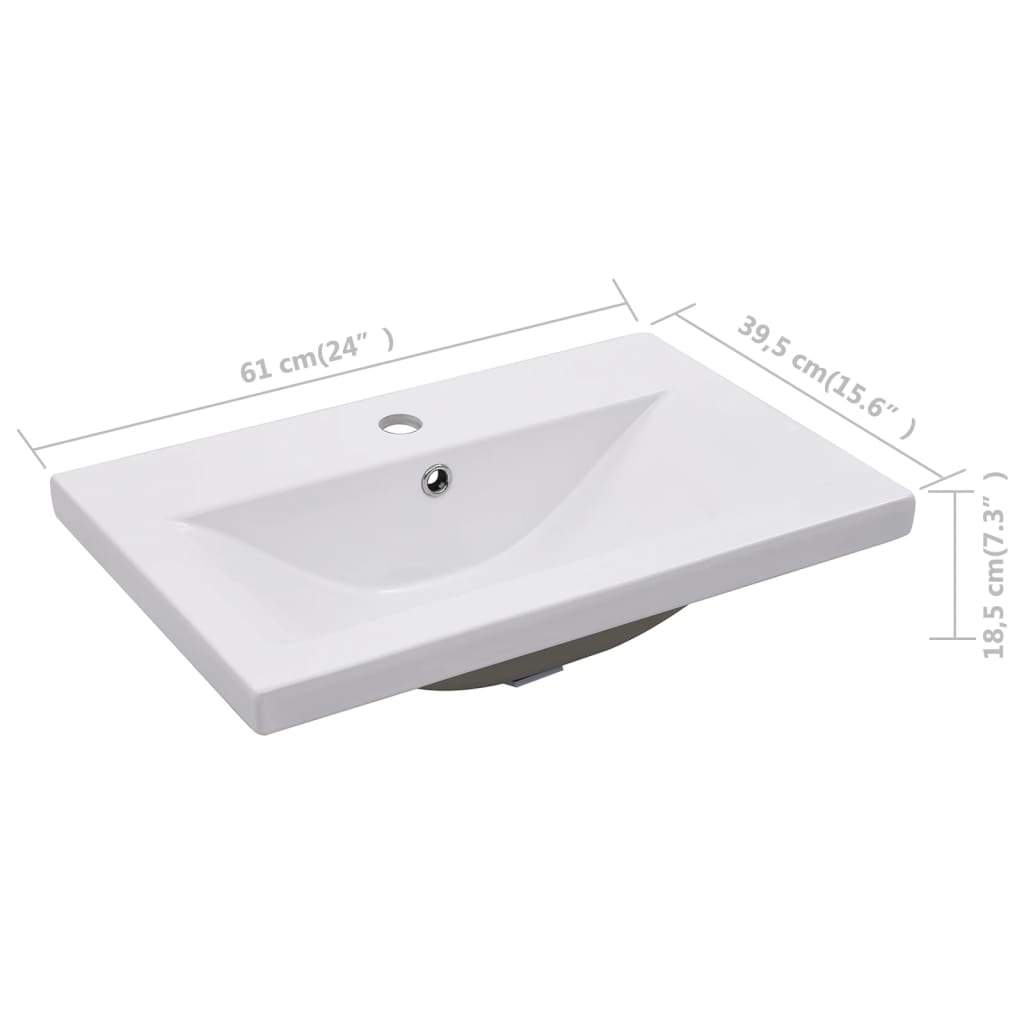 vidaXL Szafka z wbudowaną umywalką, biała, wysoki połysk, płyta