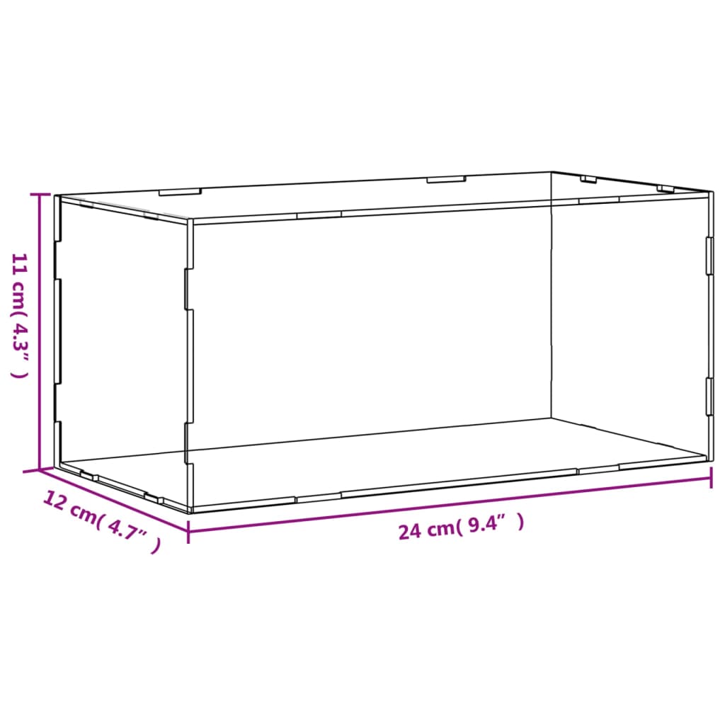 vidaXL Pudełko ekspozycyjne, przezroczyste, 24x12x11 cm, akrylowe