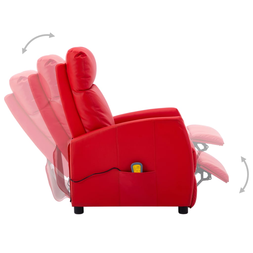 vidaXL Elektryczny fotel masujący, czerwony, sztuczna skóra