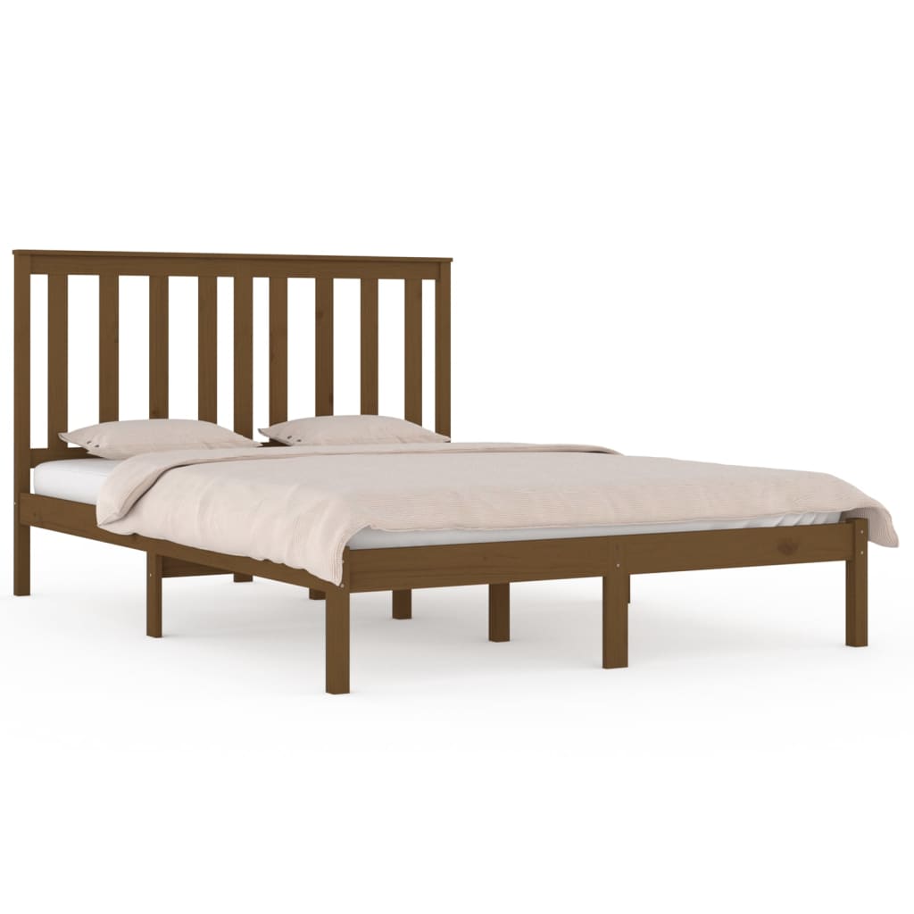 vidaXL Rama łóżka, miodowy brąz, drewno sosny, 135x190 cm, podwójna