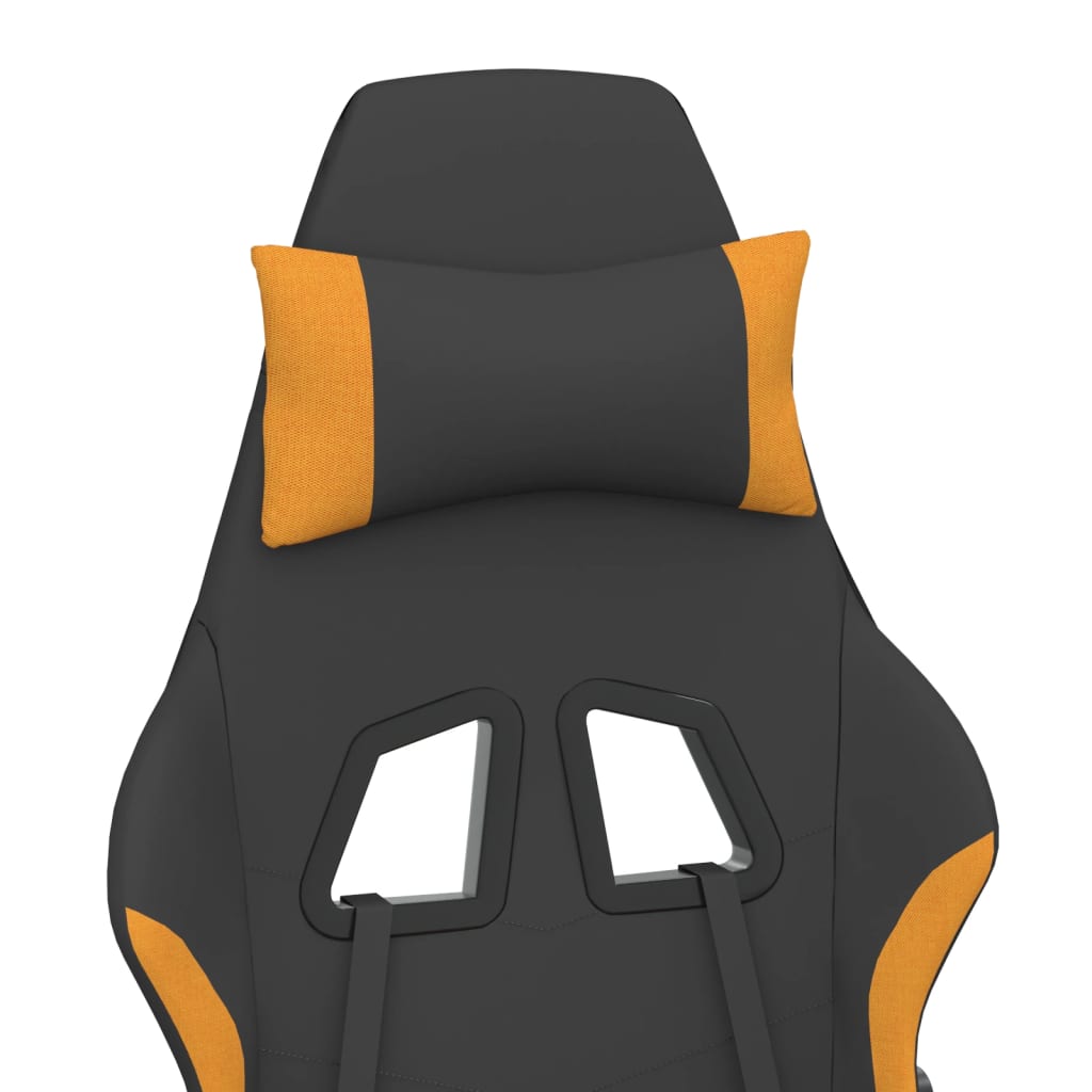 vidaXL Fotel gamingowy, z masażem, czarno-pomarańczowy, tkanina