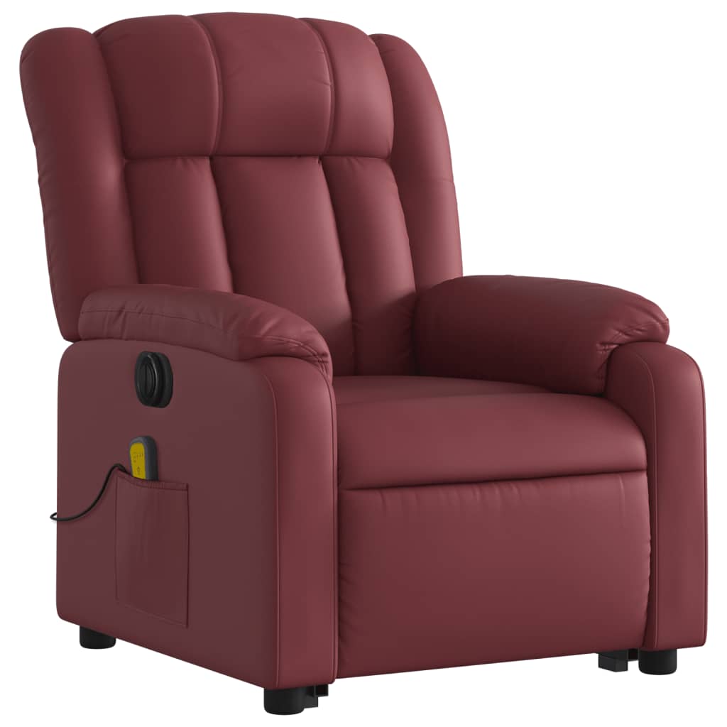 vidaXL Rozkładany fotel pionizujący z masażem, elektryczny, bordowy