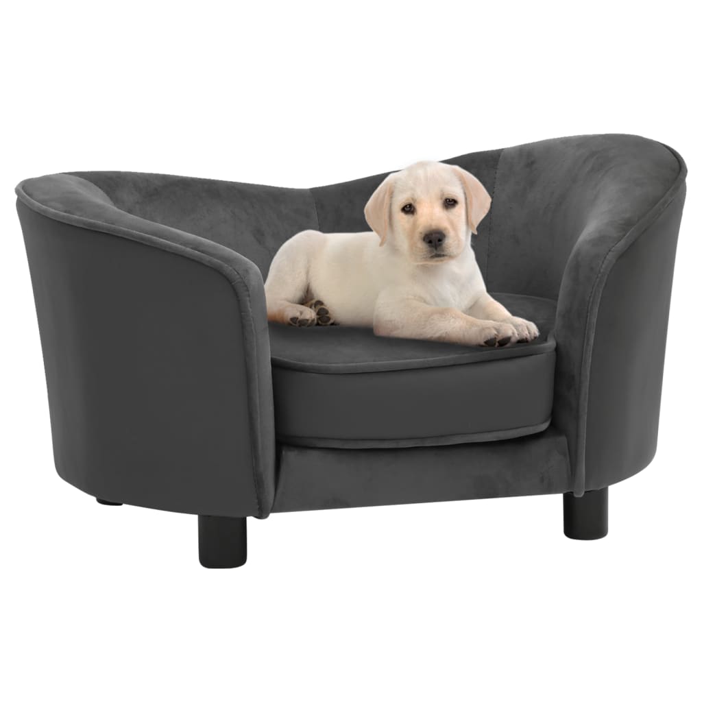 vidaXL Sofa dla psa, ciemnoszara, 69x49x40 cm, plusz i sztuczna skóra