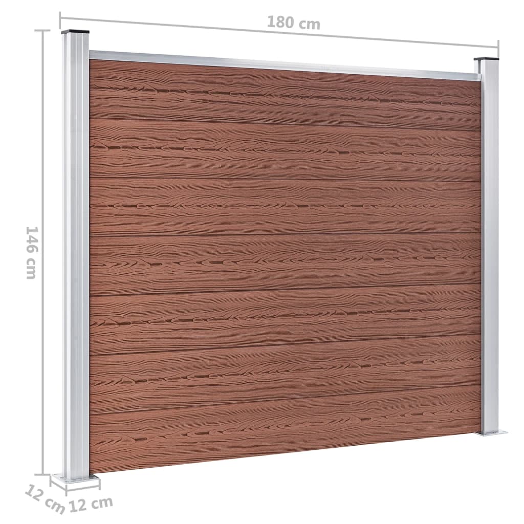vidaXL Panel ogrodzeniowy z WPC, 180x146 cm, brązowy