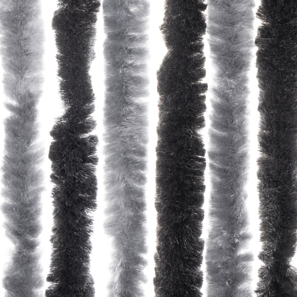 vidaXL Zasłona przeciwko owadom, szaro-czarna, 56x185 cm, szenilowa