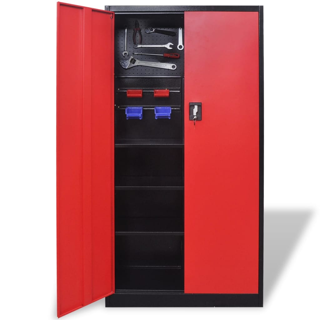 Metalowa szafka na narzędzia 180 cm, czarno-czerwona