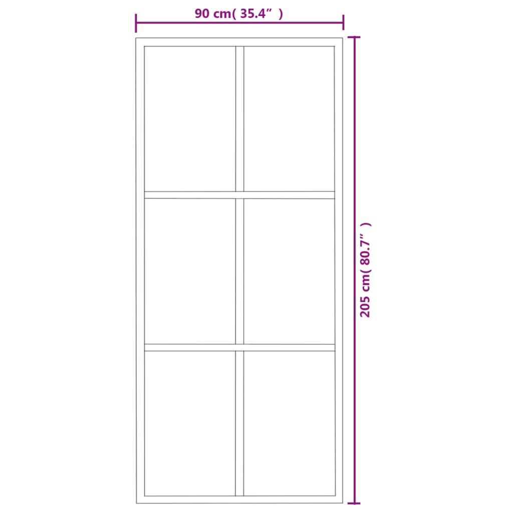vidaXL Drzwi przesuwne z osprzętem, szkło ESG i aluminium, 90x205 cm
