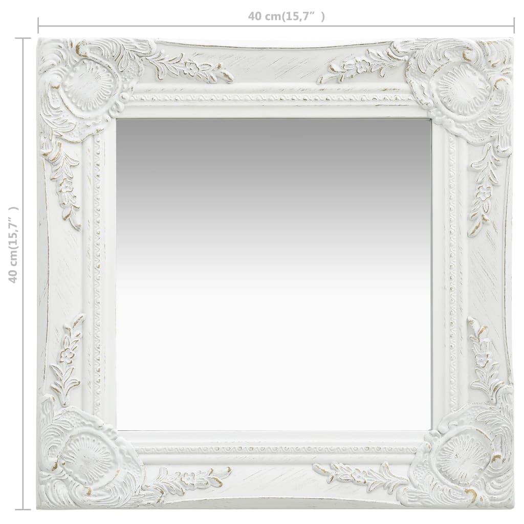 vidaXL Lustro ścienne w stylu barokowym, 40x40 cm, białe
