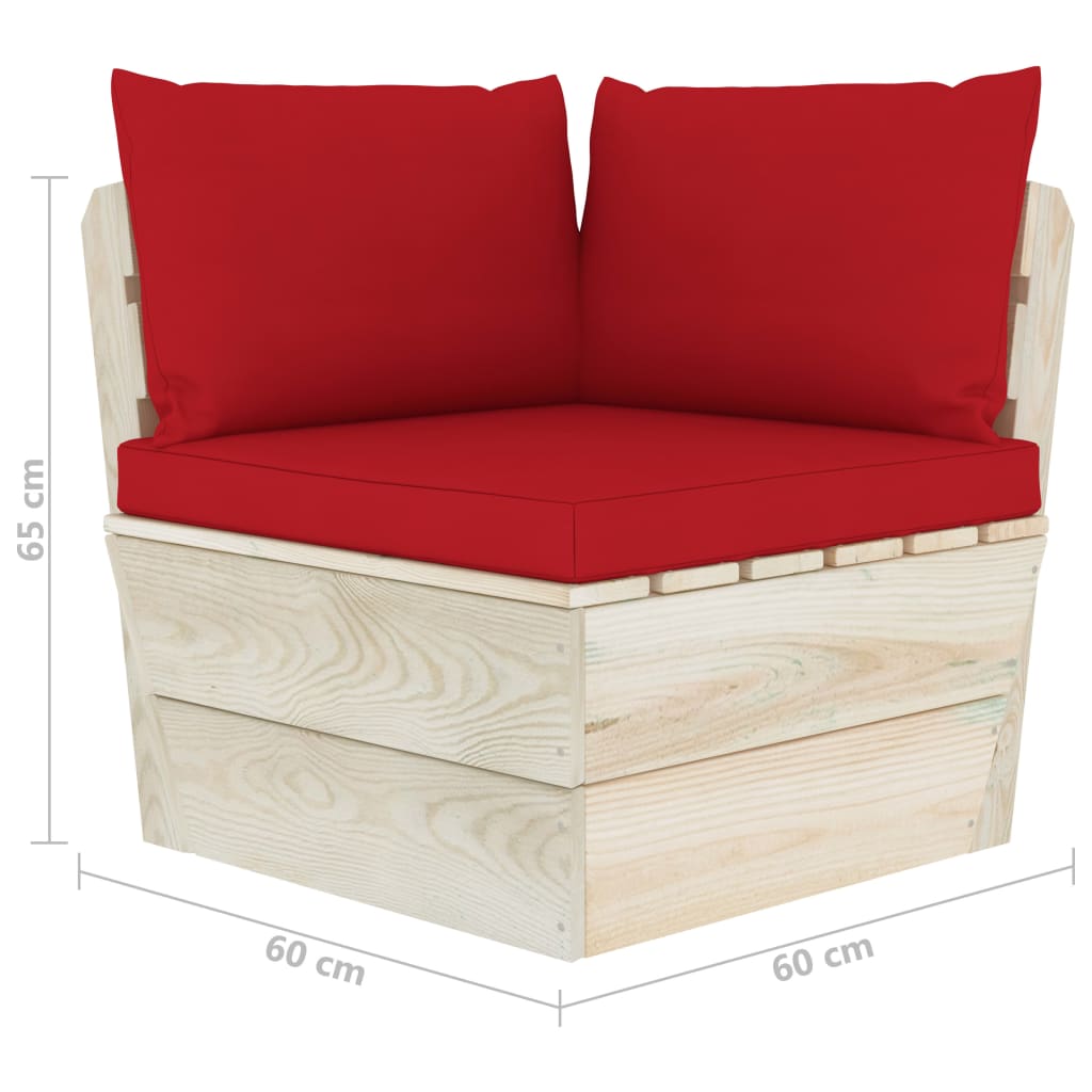 vidaXL Ogrodowa sofa 2-osobowa z palet, z poduszkami, drewno świerkowe