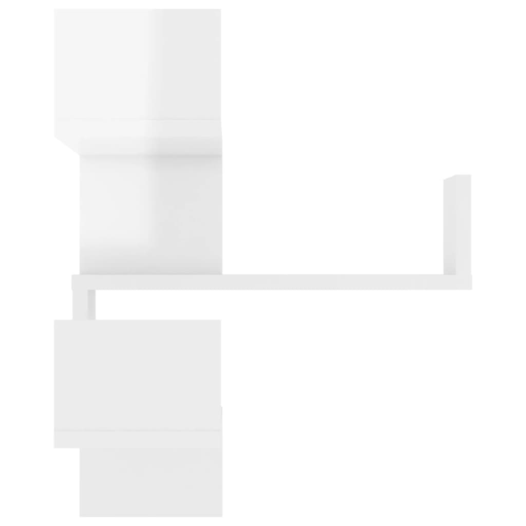 vidaXL Narożna półka ścienna, biała z połyskiem, 40x40x50 cm, płyta