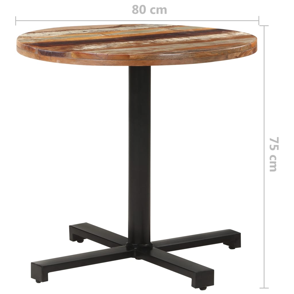vidaXL Okrągły stolik bistro, 80x75 cm, lite drewno z odzysku