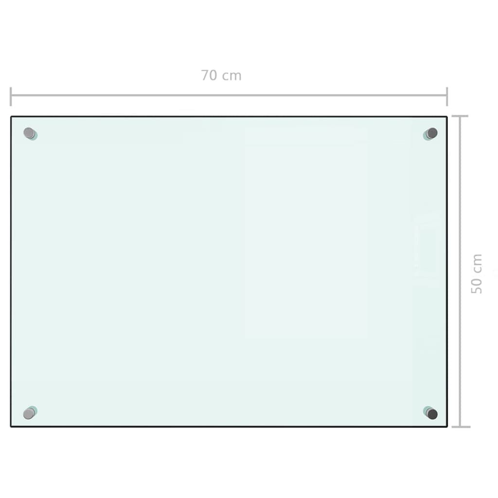 vidaXL Panel ochronny do kuchni, biały, 70x50 cm, szkło hartowane
