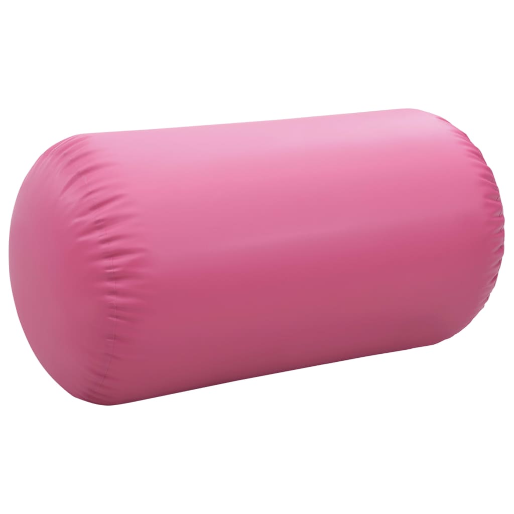 vidaXL Dmuchany wałek gimnastyczny z pompką, 120x90 cm, PVC, różowy