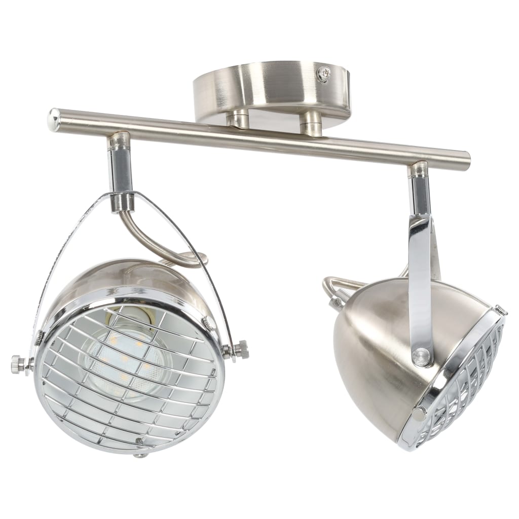 vidaXL Lampa z 2 reflektorami, srebrna, GU10