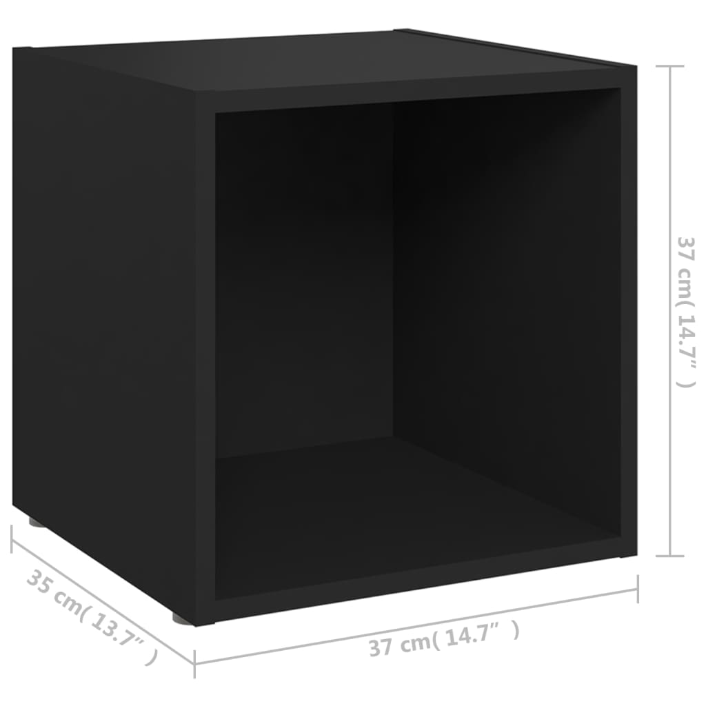 vidaXL Szafki pod telewizor, 4 szt., czarne, 37x35x37 cm, płyta