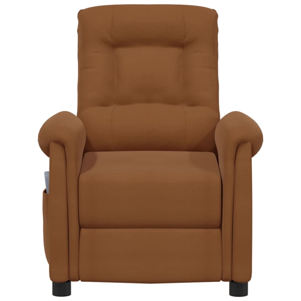 vidaXL Fotel masujący, brązowy, obity mikrofibrą