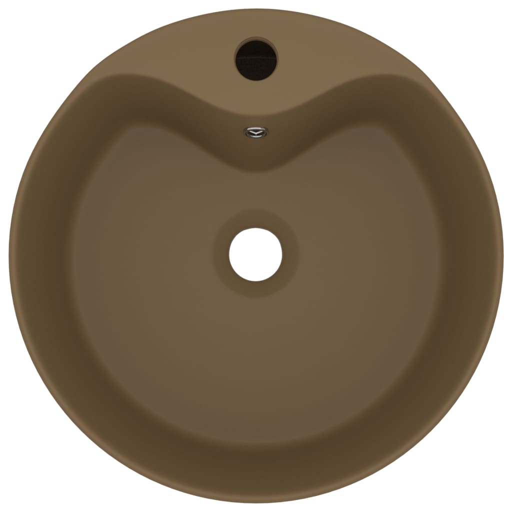 vidaXL Umywalka z przelewem, kremowa matowa, 36x13 cm, ceramiczna