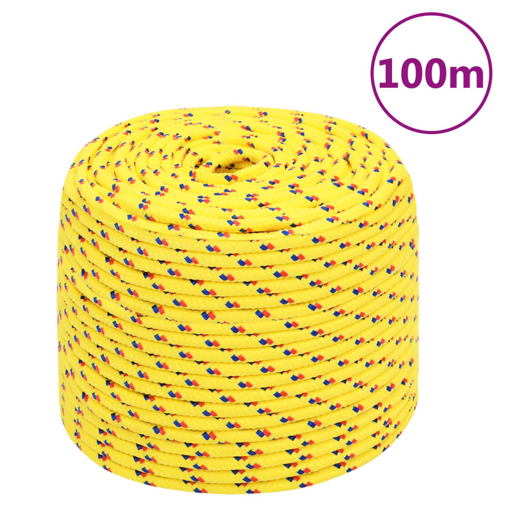 vidaXL Linka żeglarska, żółta, 6 mm, 100 m, polipropylen